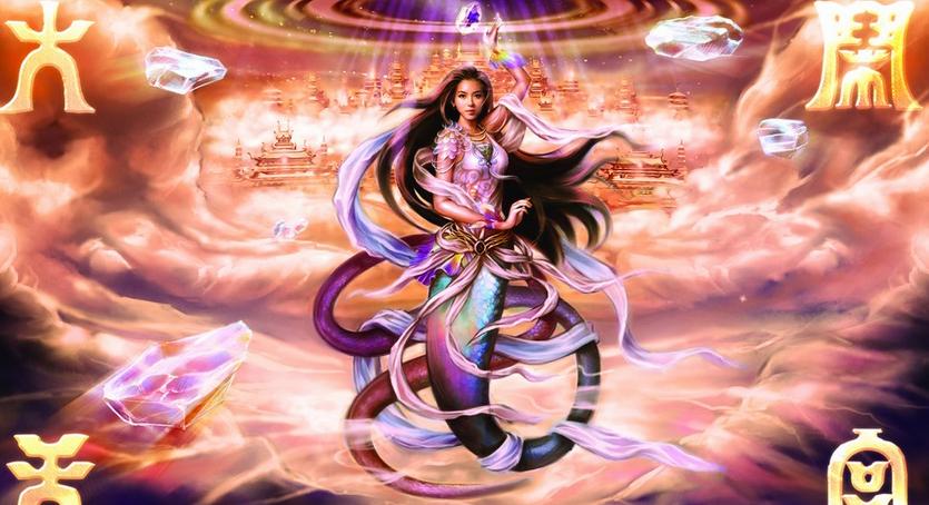 <em>女娲人首蛇身</em>.她是伏羲的妹妹和妻子