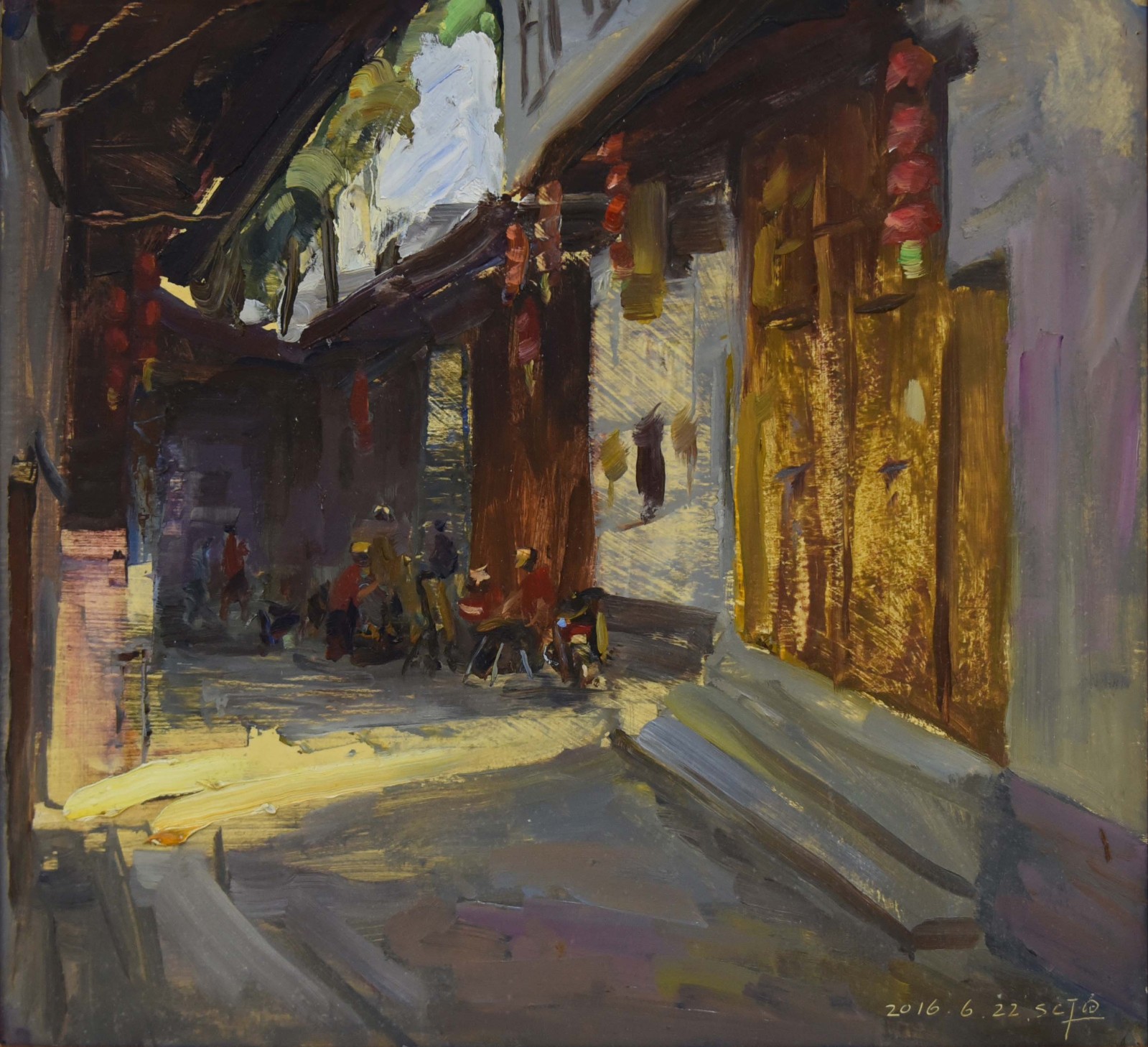 桂东沙田老街_油画_2016