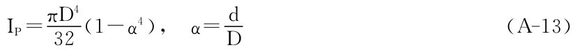 IP＝πD4 32 （1－α4）， α＝dD （A－13）