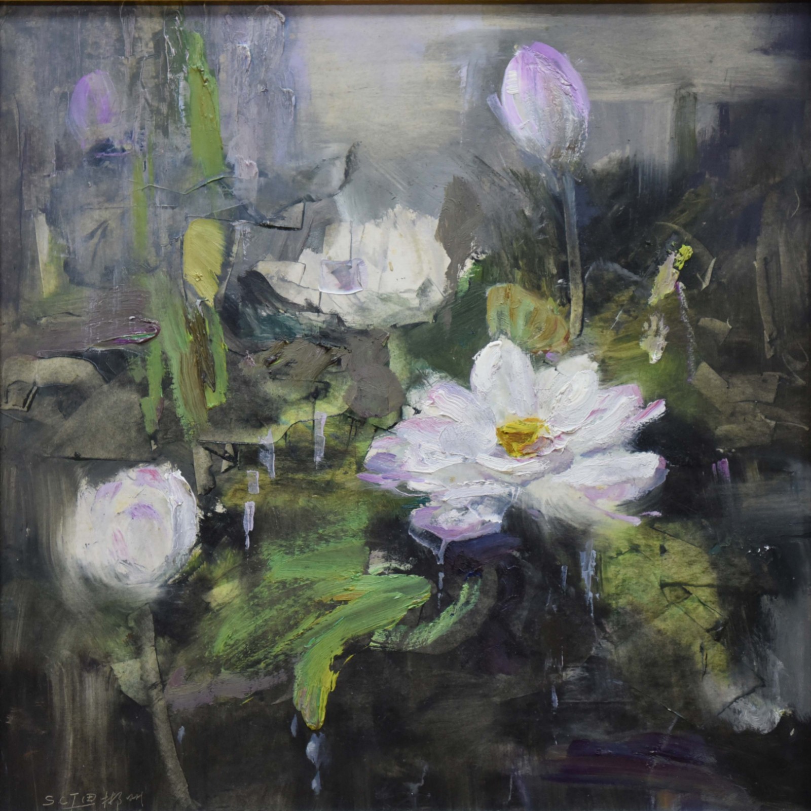 北湖公园荷花香3_油画