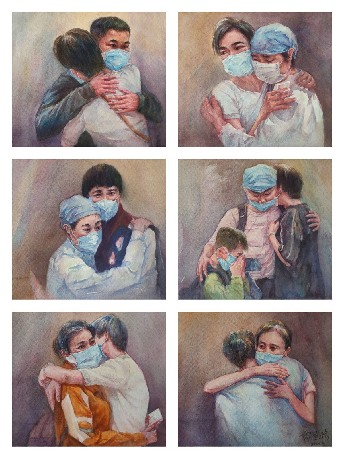 《人间有情,大爱无疆》水彩画 《人间有情,大爱无疆》水彩画