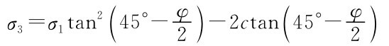 σ3=σ1tan2（45°-φ）2-2ctan（45°-φ2）