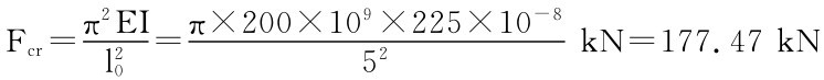 Fcr＝π2EI l 20＝π×200×109×225×10－8 52kN＝177.47kN