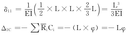 δ11＝1 EI （12×L×L×23）L＝L33EI Δ1C＝－∑RiCi＝－（L×φ）＝－Lφ