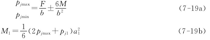 pjmaxpjmin＝Fb±6 Mb2（7－19a） M1＝1 6 （2pjmax＋pj1）a21（7－19b）