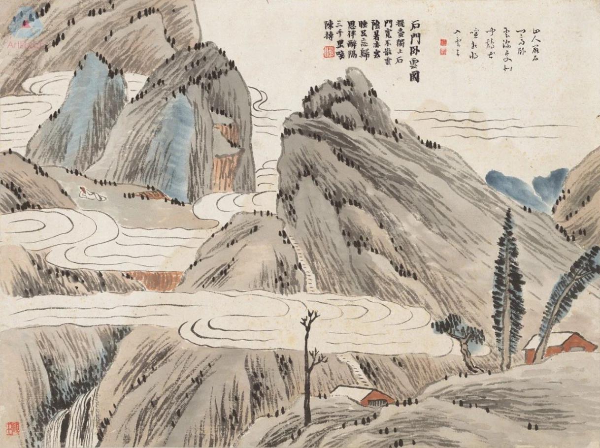 齐白石� 石门二十四景图-石门卧云图��1910 齐白石� 石门二十四景图-石门卧云图��1910.jpg