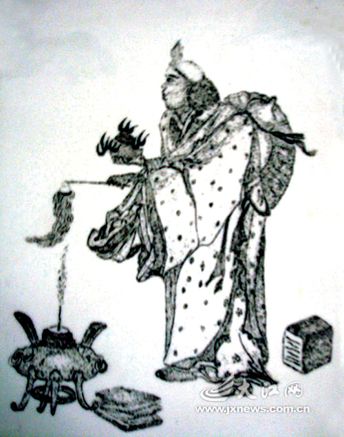 袁文潮刻瓷作品---炼丹图