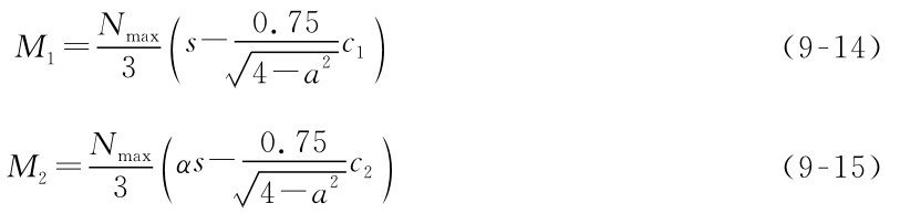 Nmax M1= （s-0.75 3 Nmax M2=c1）2 4-a■（9-14） 3 （αs-0.75 ）22 a■4-c（9-15）