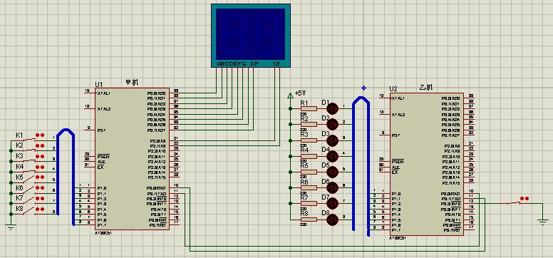 串口方式一双机通信电路图