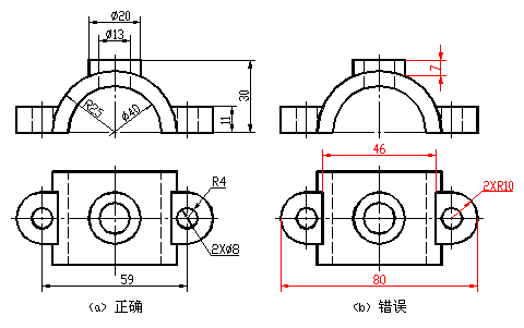 图4.4.11 相贯线的尺寸标注