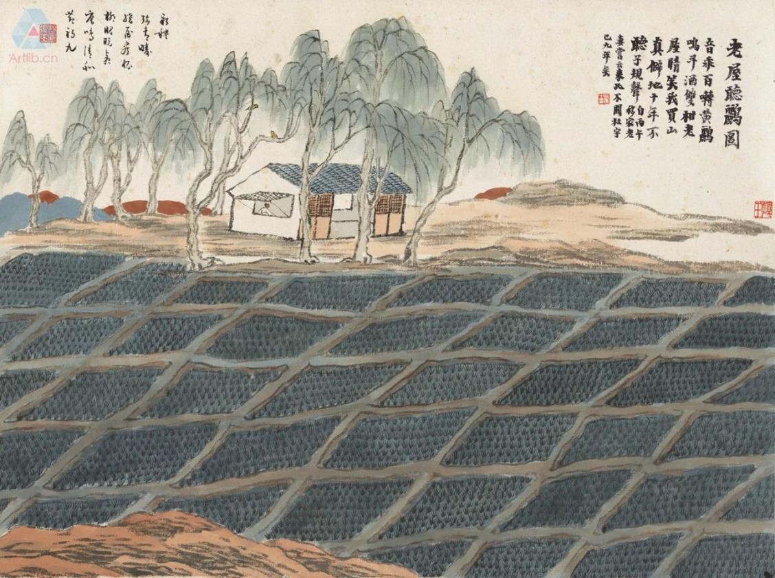 齐白石� 石门二十四景图-老屋听鹂图��1910 齐白石� 石门二十四景图-老屋听鹂图��1910.jpg