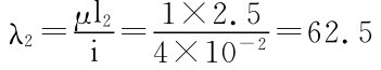 λ2＝μl21×2.5 i＝4×10－2＝62.5