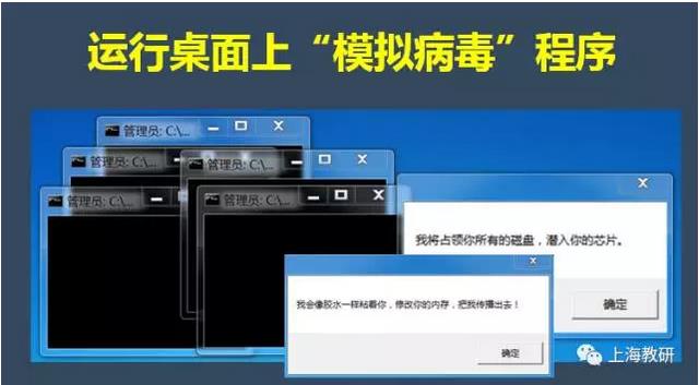 2,体验计算机模拟计算机病毒程序,观察发作的症状