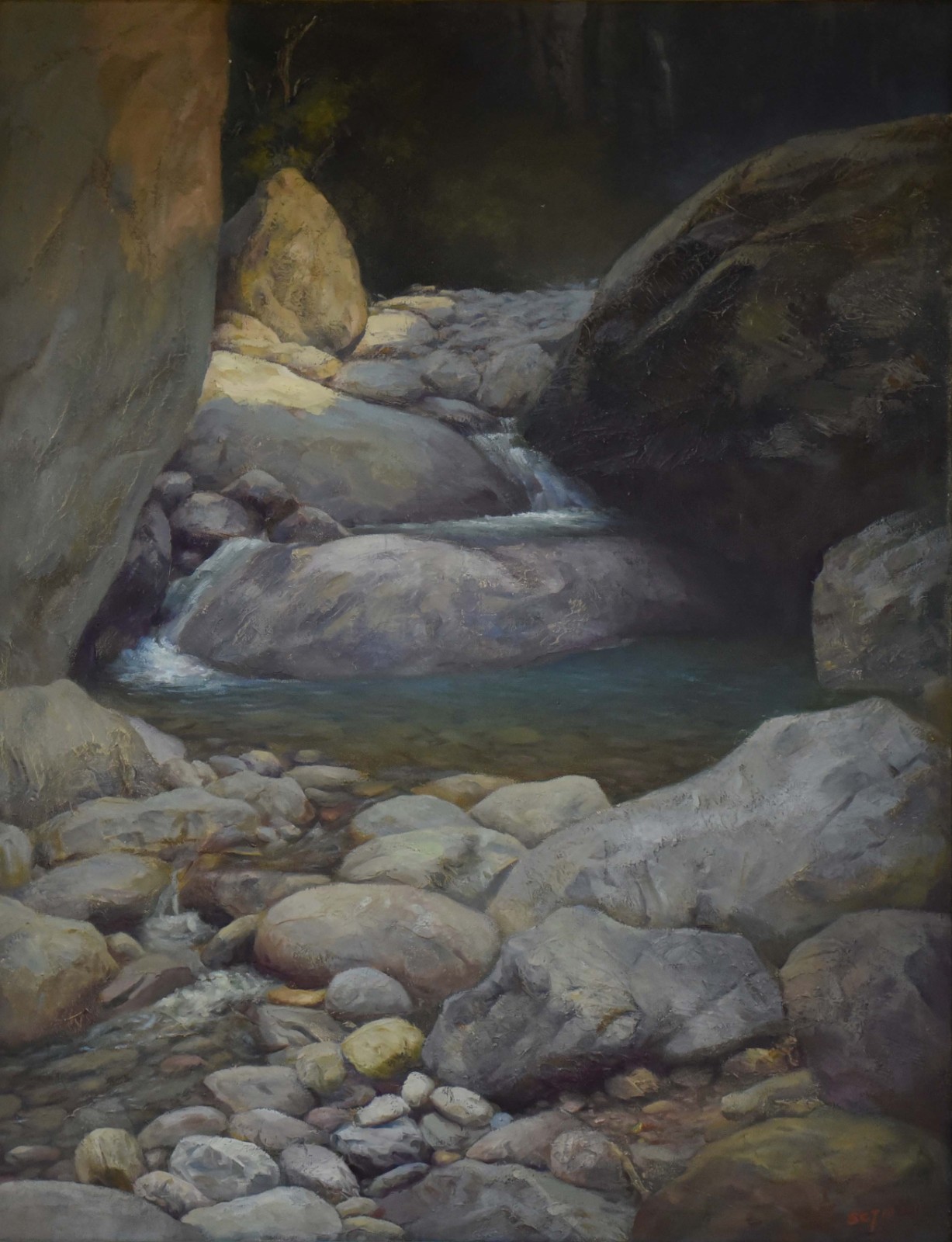 莽山泉流_油画
