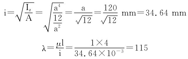 ■A＝Iz i＝a4■＝a120＝12 ■12 ■12 mm＝34.64mm a2 λ＝μli＝1×4 34.64×10－3＝115