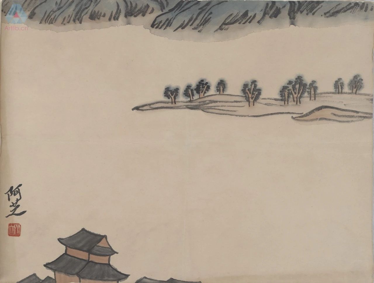 齐白石��借山图册(二十二开)-滕王阁借山图 齐白石��借山图册(二十二开)-滕王阁借山图.jpg