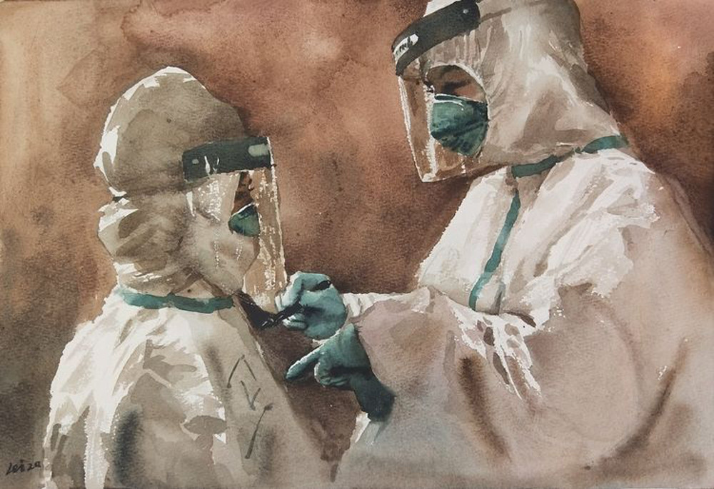 《临危受命》水彩画 《临危受命》水彩画