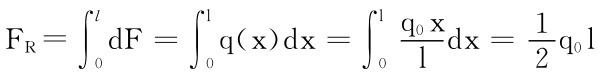 l FR＝∫l d F＝0 ∫q（x）dx 0 l＝∫q0x 0l dx＝1q0l 2