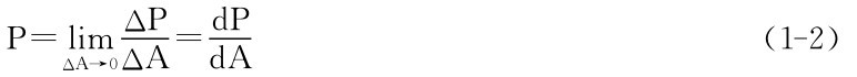 P＝lim ΔA→0 ΔP ΔA＝d P d A （1－2）