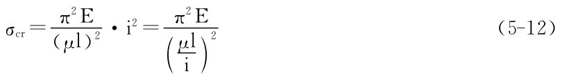 μl（）i2 π2E μ（）l 2 ·i 2＝π2Eσcr＝ （5－12）