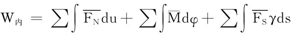 W内＝∑∫FNdu＋∑∫¯Mdφ＋∑∫FSγds