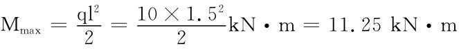 Mmax＝ql 2 2＝10×1.52kN·m＝11.25kN·m 2
