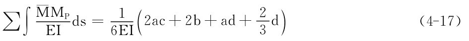 ∑∫¯MMP EI ds＝1d）3 ac＋2b＋ad＋2（6EI 2（4－17）