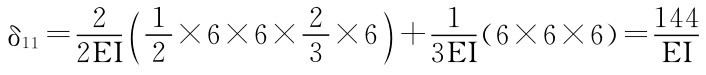 δ11＝21 2EI（2 ×6×6×2 3×6）＋13EI（6×6×6）＝144EI