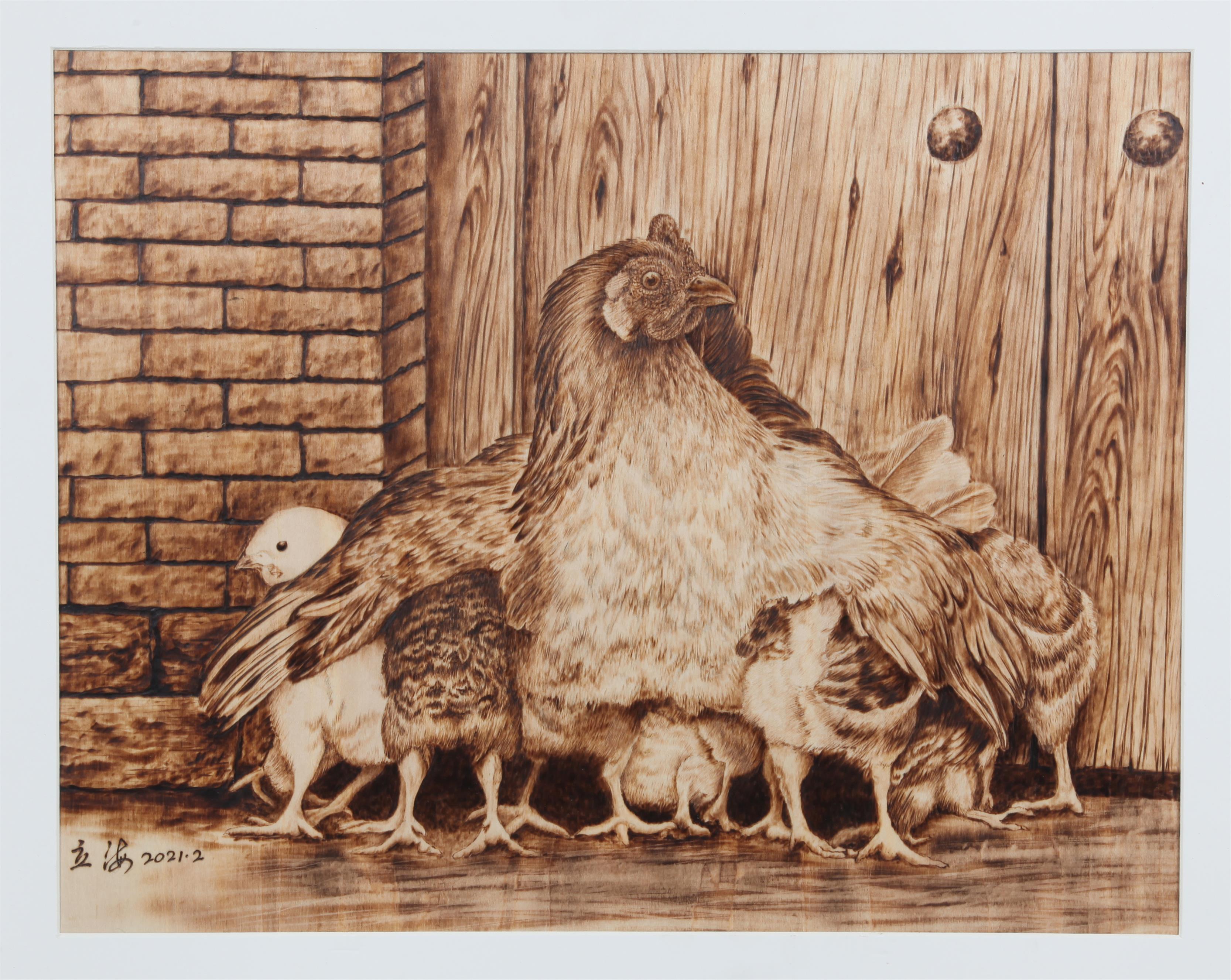 木板烙画《守护》 木板烙画《守护》.jpg