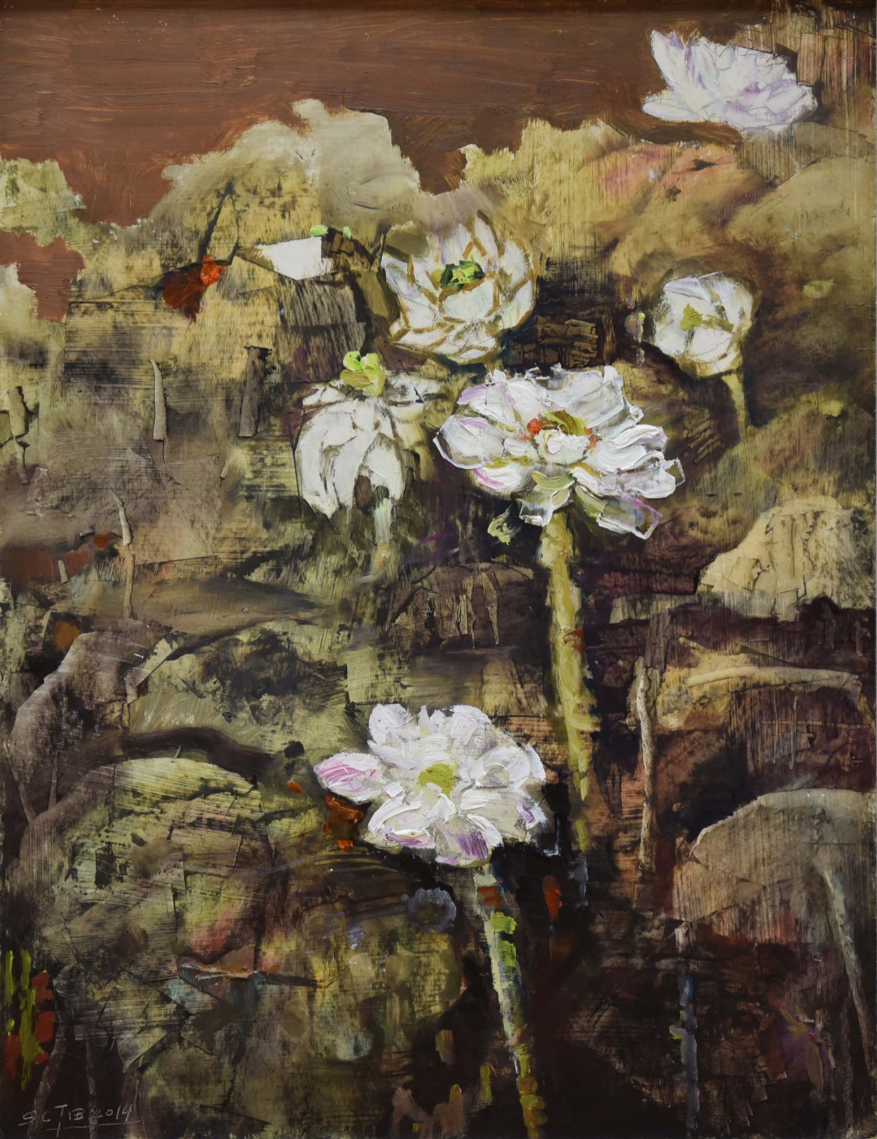 北湖公园荷花香2_油画_2014