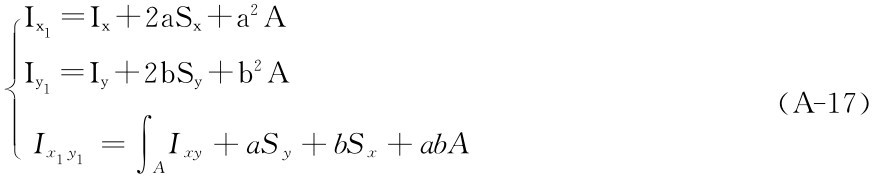 ■Ix1＝Ix＋2a Sx＋a2A■Iy1＝Iy＋2b Sy＋b2A （A－17）■Ix1y1＝∫AIxy＋a Sy＋b Sx＋ab A