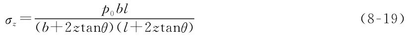 （b+2ztanθ）（l+2ztanθ）σz=p0bl（8-19）