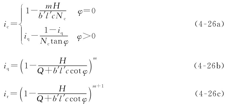 ■ m H 1-b′l′c Ncφ=0 ic=■■iq-1-iq （4-26a） Nctanφφ＞0 iq=1- H（Q+b′l′ccot ）φm（4-26b） ir=1- H（Q+b′l′ccot ）φm+1（4-26c）