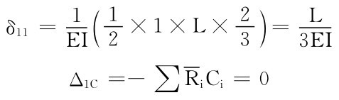 δ11＝1EI12×1×L×（ ）23＝L3EI Δ1C＝－∑RiCi＝0