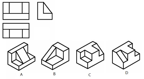 根据立体的三视图,选择正确的立体图.