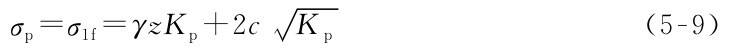 σp=σ1f=γz Kp+2c K■p（5-9）