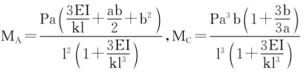 kl＋MA＝l 21＋Pa 3EI（ab 2＋b2） （ k3EI l ）3 Pa3b 1＋，MC＝（ l 31＋3b3a） （ k3EI l ）3