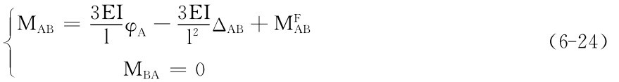 ■MAB＝3EIlφA－3EIl 2ΔAB＋MFAB■■ MBA＝（6－24） 0