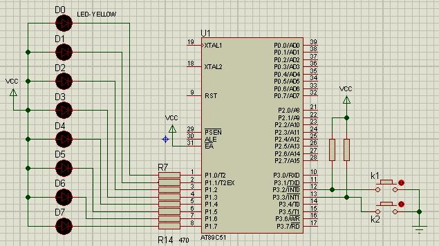 外中断控制LED灯电路图