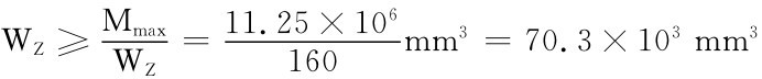 WZ≥MmaxWZ＝11.25×1 160 mm3＝70.3×103mm306