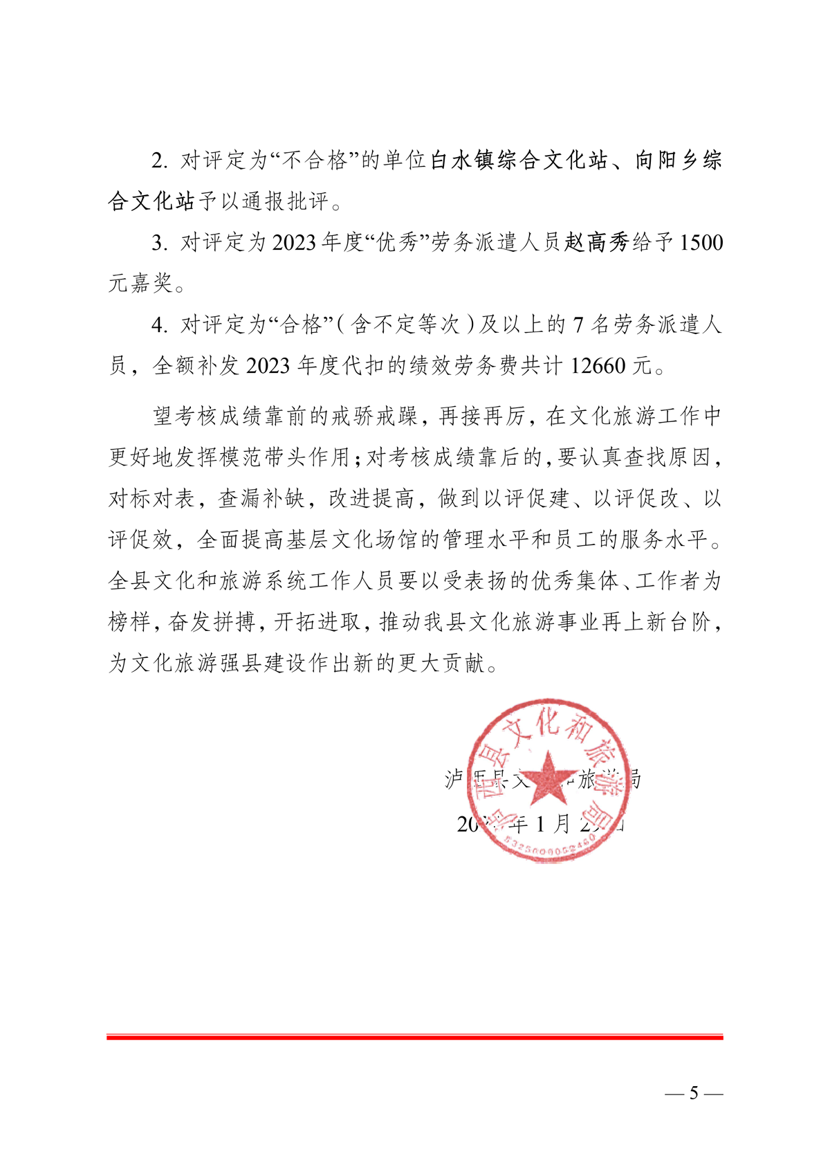（公章）泸西县文化和旅游局关于2023年度乡镇综合文化站（分馆）及劳务派遣人员服务效能考核结果的通报-5.png