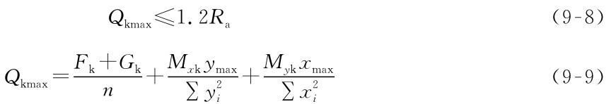 Qkmax≤1.2Ra（9-8） Fk+Gk Qkmax=Σx2iΣy2i+n +MykxmaxMxkymax（9-9）