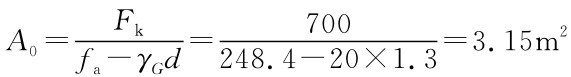 A0=Fk=700 =3.15m2 fa-γGd248.4-20×1.3