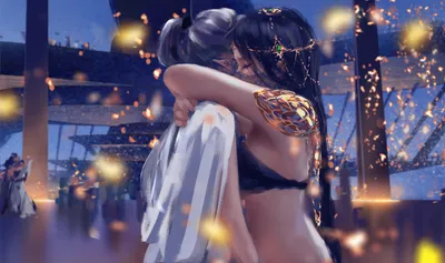 夜晚烟花下的亲密拥抱 夜晚 烟花 亲密 4K