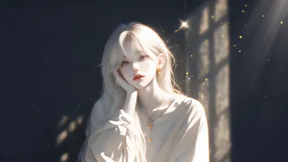 光影中的少女 梦幻 光影 金发 4K