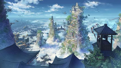 云端古塔 幻想 建筑 天空 4K