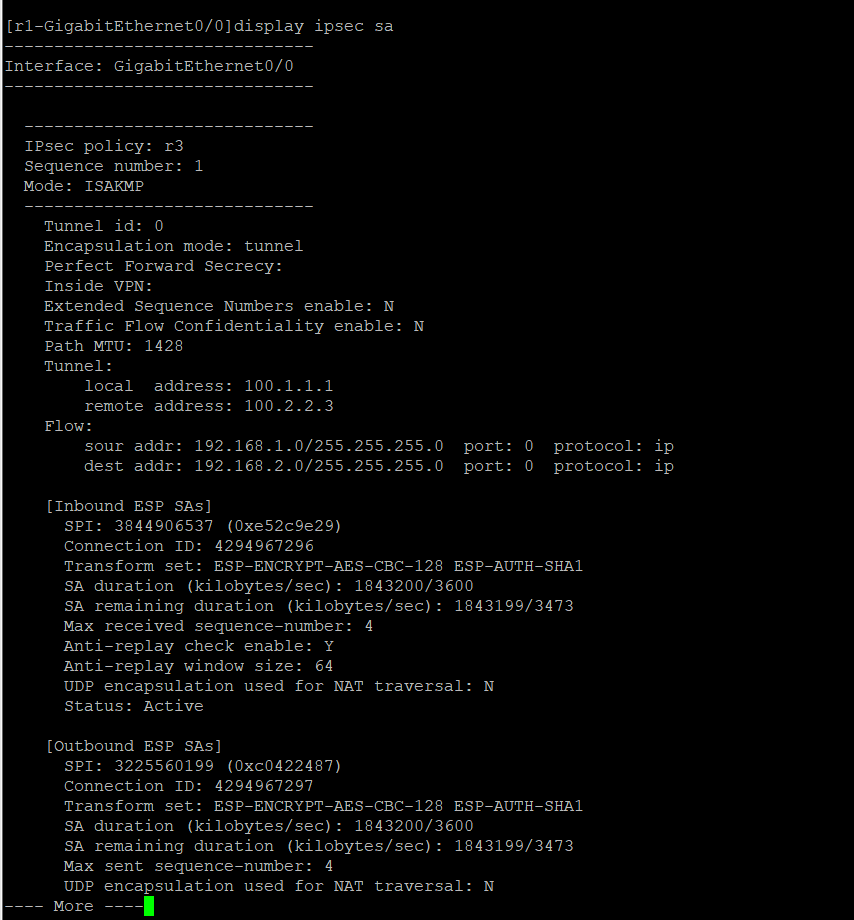 H3C IPsec穿越nat实验