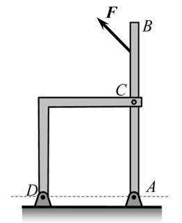 如图所示结构中，不计各杆的自重，请问AB杆的受力，画法正确的是哪一个（）。ABCD