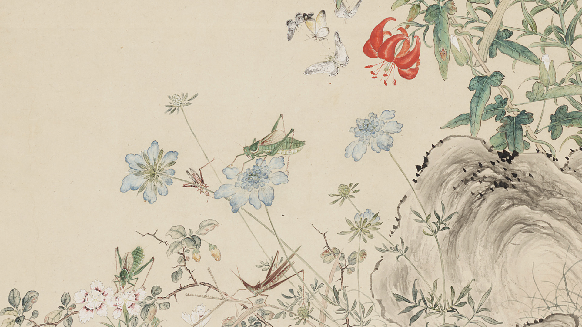 清 余省花卉虫蝶轴