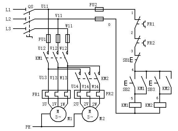 直流他励电动机电枢串电阻起动的接线图